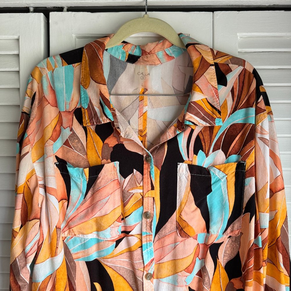 CALIA Swimwear Cover-Up Shirt & Shorts SET